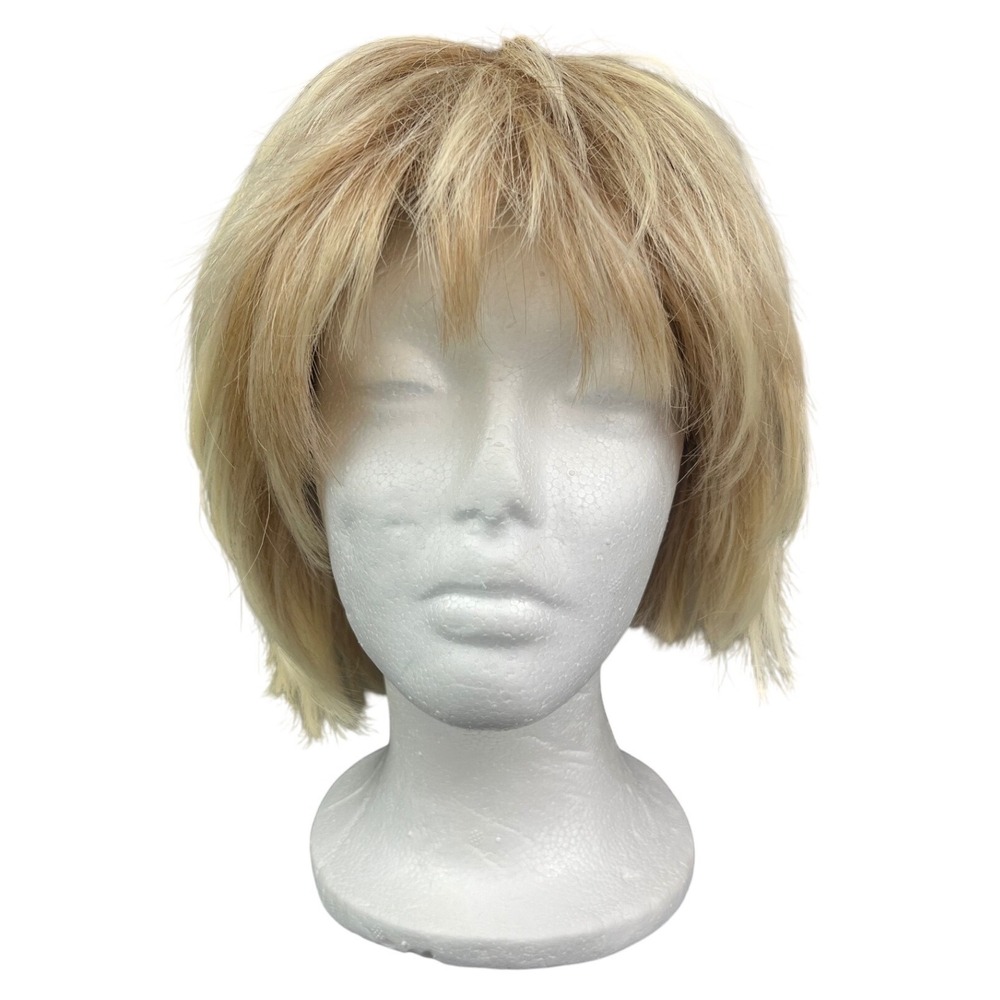 Hivision Collection Short Layered Blonde Synthetic Wig with Bangs Adjustable